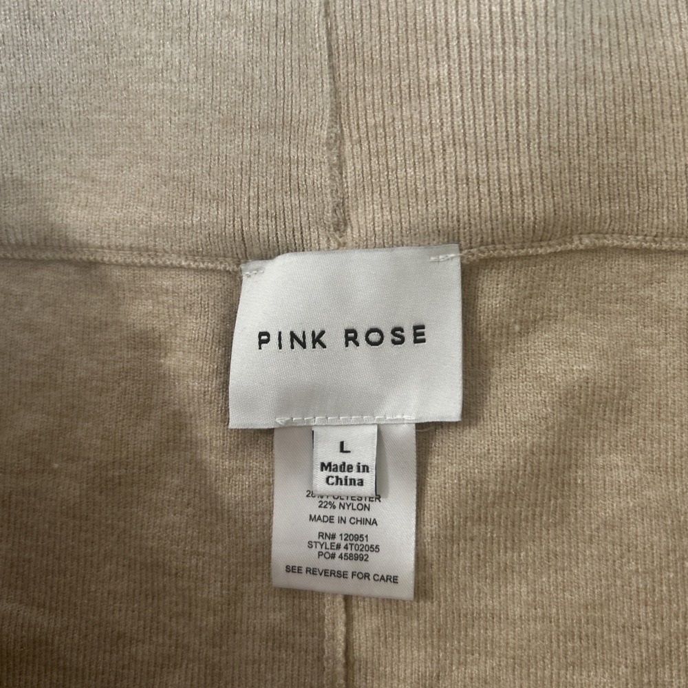 Pink Rose Sweater Vest Pants Womens L Beige Preppy Retro Quiet Luxury Set - Picture 11 of 14